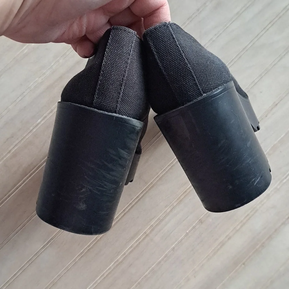 DIVIDED H&M Black Chunky Y2K Platform Lace-Up Edgy Trendy Bold Heel Shoes - Picture 6 of 13